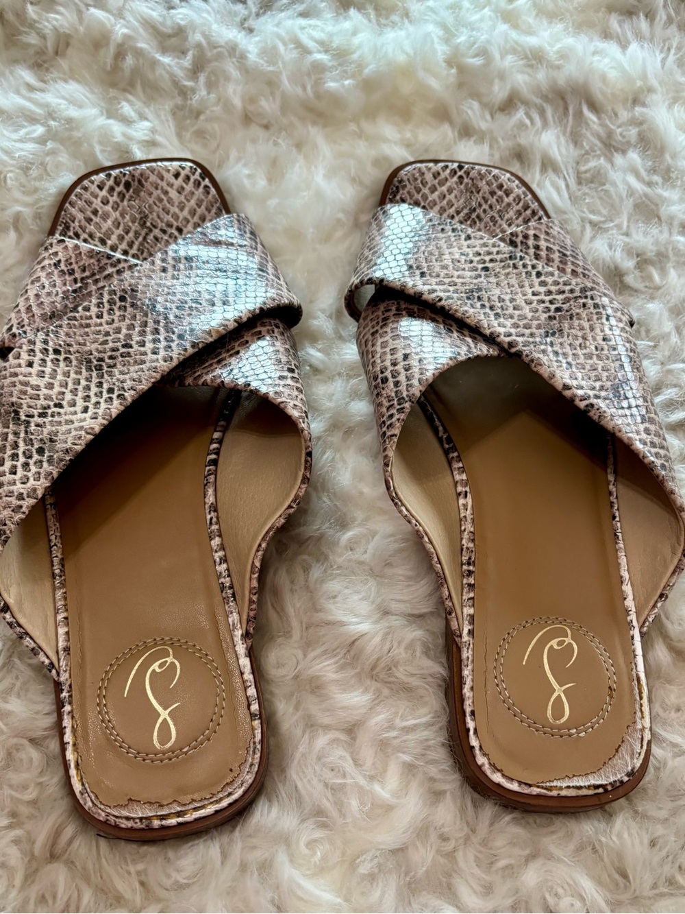 Sam Edelman Idina Snake-Print Crossover Slide Sandals - Picture 3 of 4